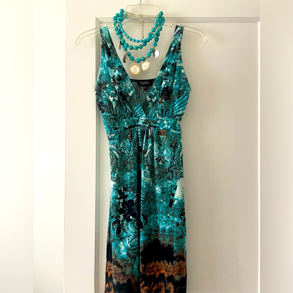 PAPILLON Turquoise Halter style dress